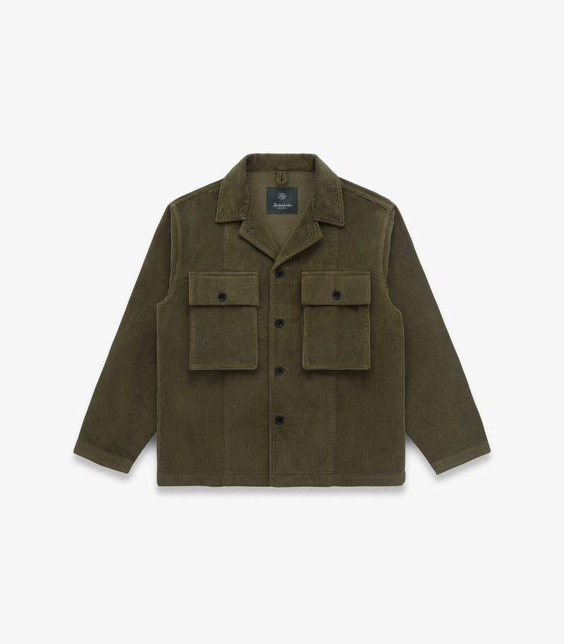 Mercer Corduroy Cotton Overshirt in Moss
