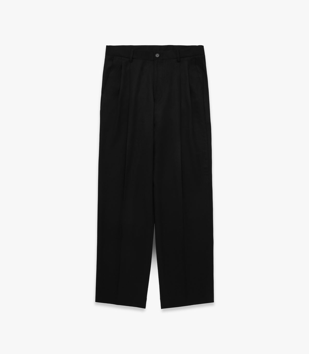 Miles Wool Flannel Pleated Trouser in Black