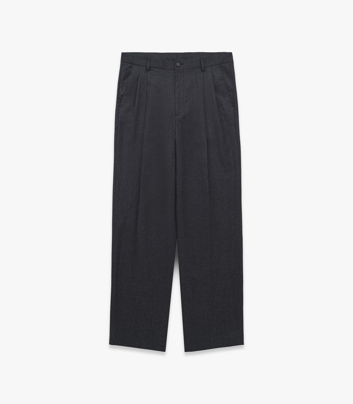 Miles Wool Flannel Pleated Trouser in Charcoal