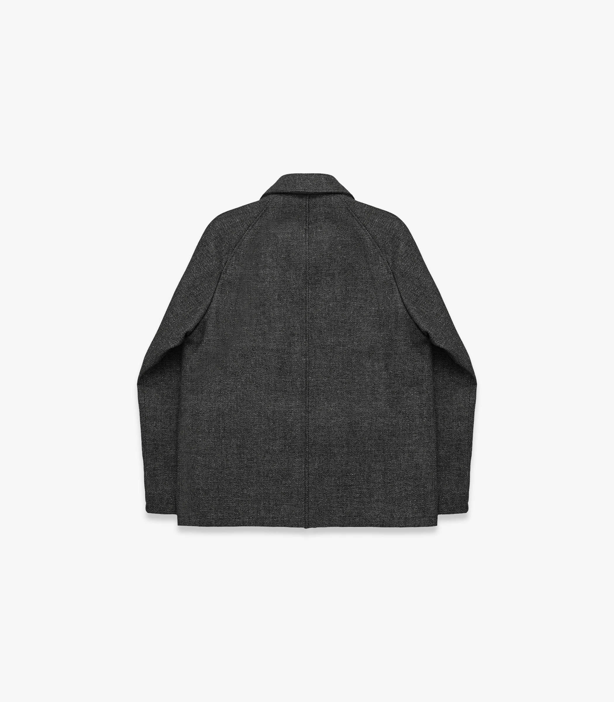 Mill Shetland Wool & Linen Coat in Black Pepper