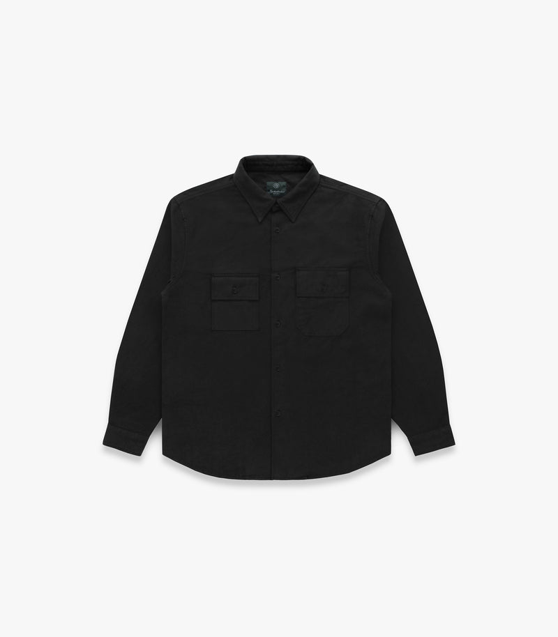 Pacific Twill Cotton & Linen Shirt in Black