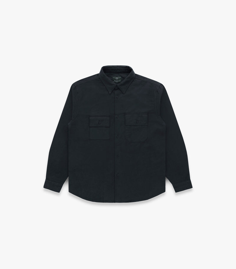 Pacific Twill Cotton & Linen Shirt in Navy