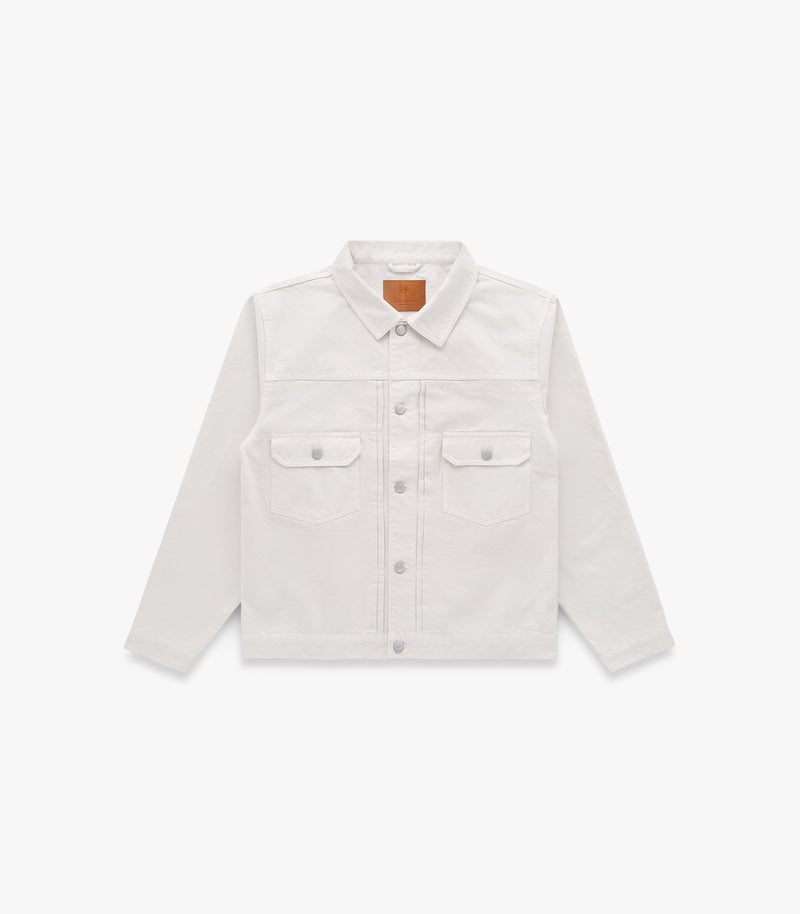 Pleated Twill Trucker in Bone