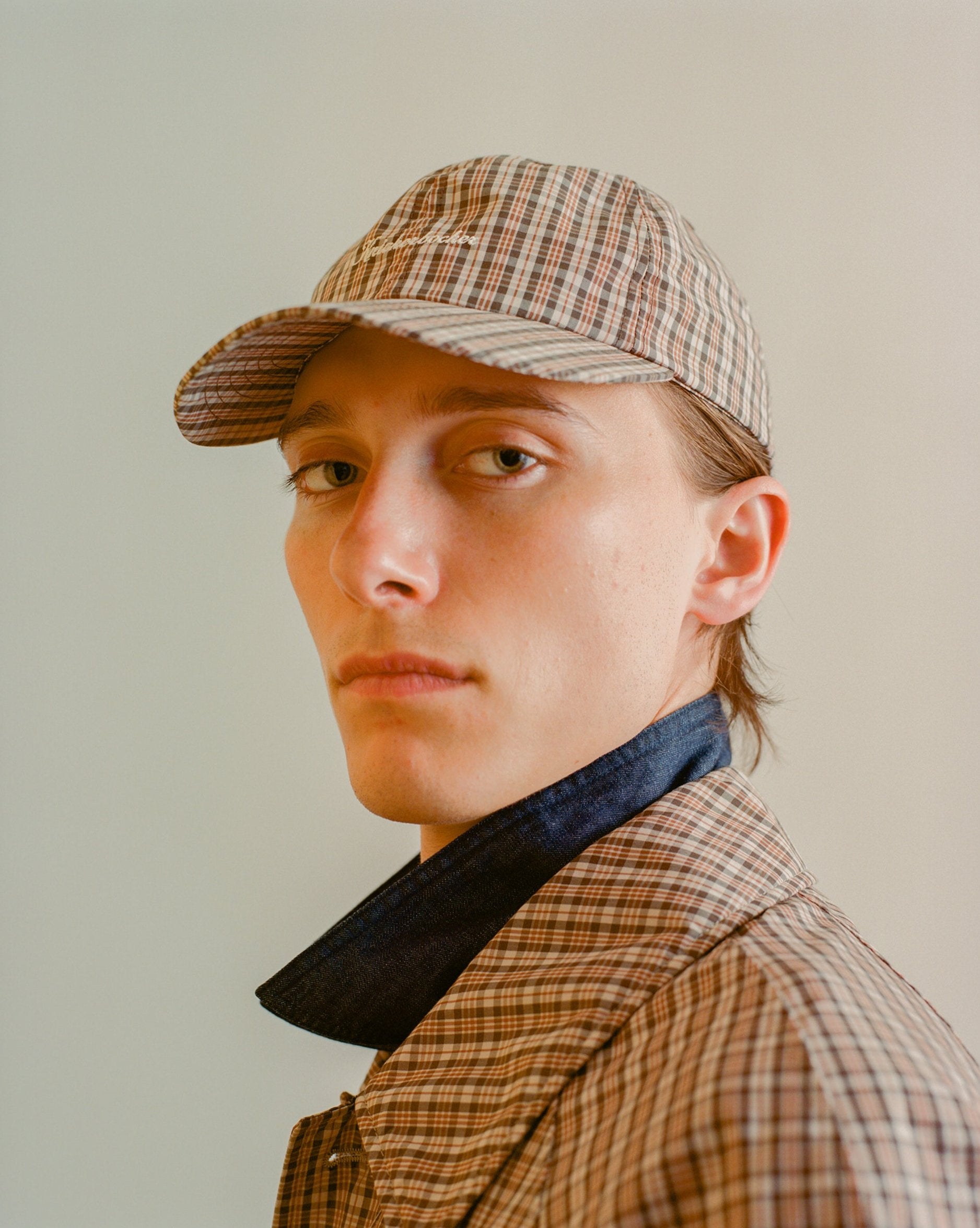 Service Cotton & Nylon Cap in Tan Plaid