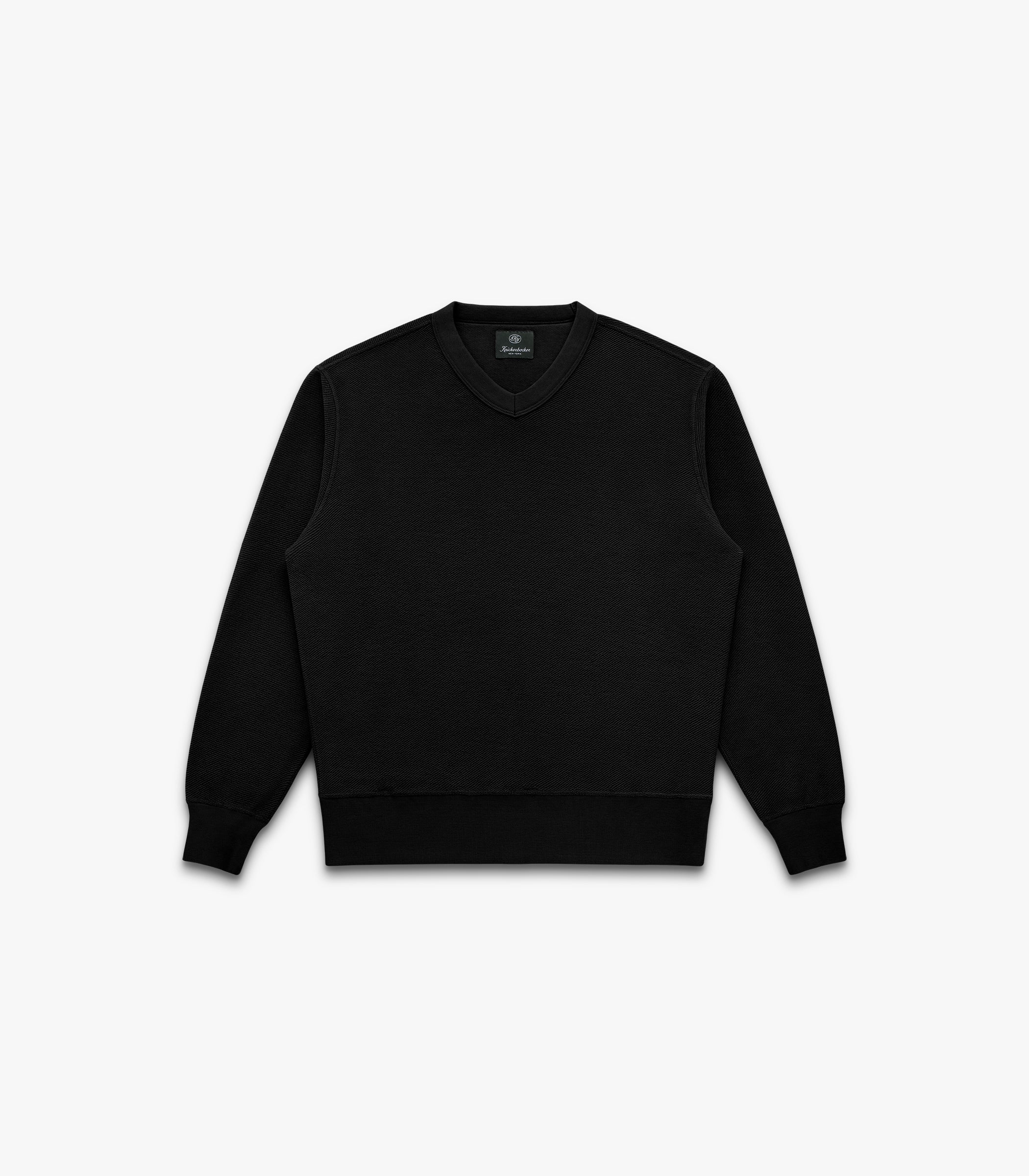 V Twill Knit Crew in Black